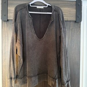 We The Free Charcoal V-Neck Sweater